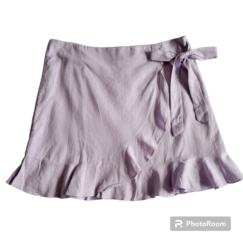 Showpo Lavender Linen Blend Mini Skirt